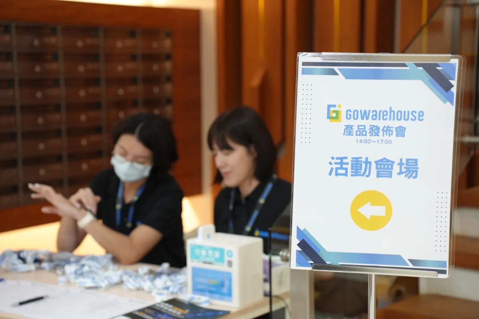 Check-in desk at the event venue